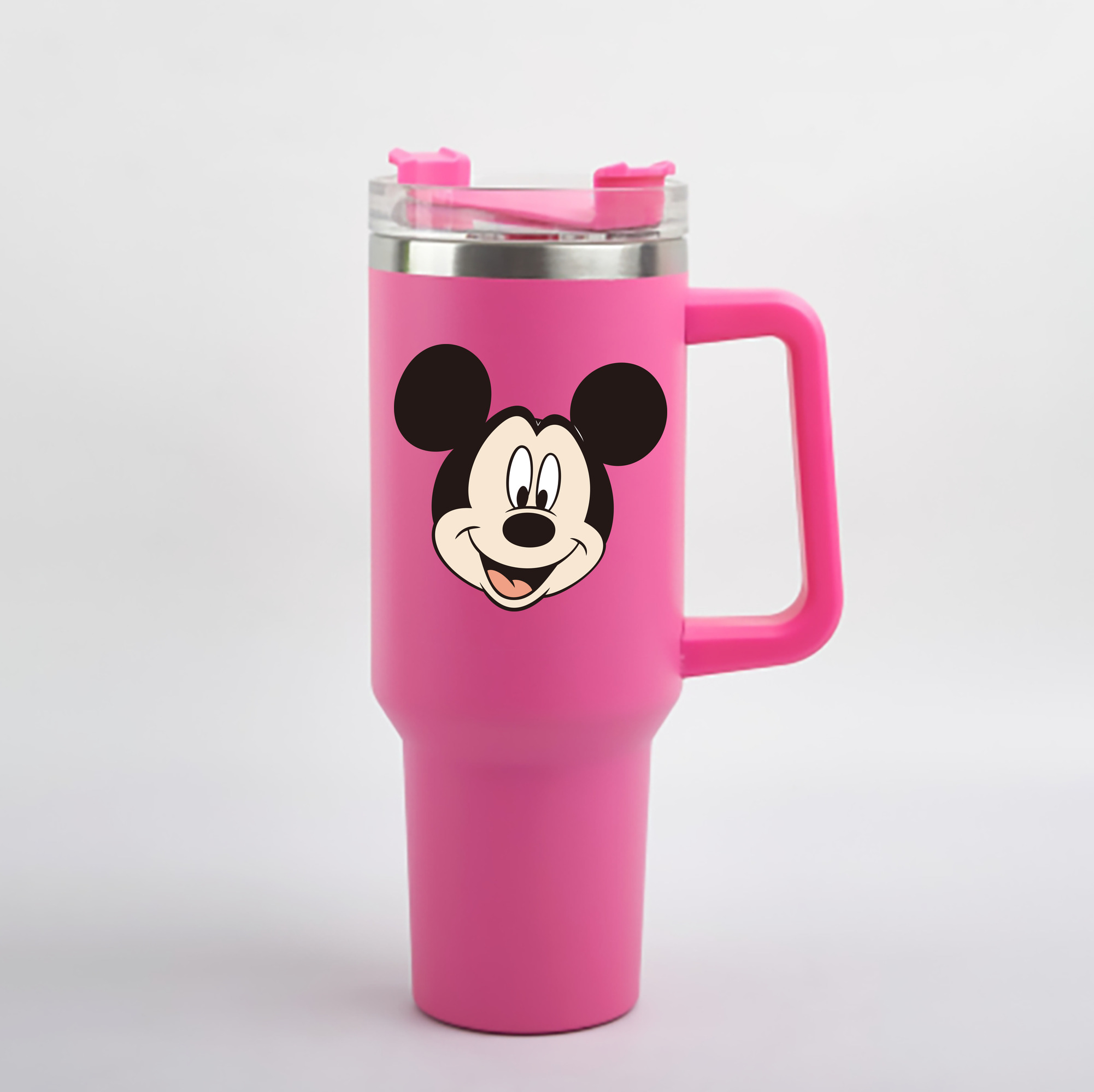 （画像用） ミッキーマウス Mickey Mouse 1200mL車用タンブラー - クリスタルステッカー（プラスチックストロー付き）
